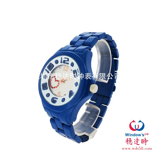 噴藍(lán)色油合金殼帶手表