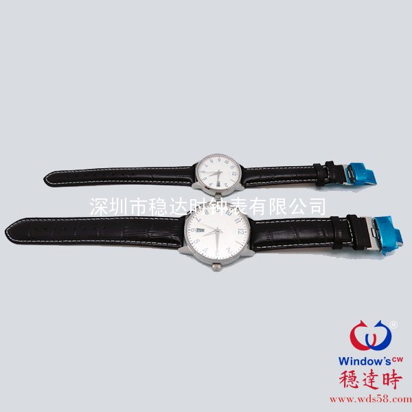 情侶真皮帶不銹鋼紀念手表