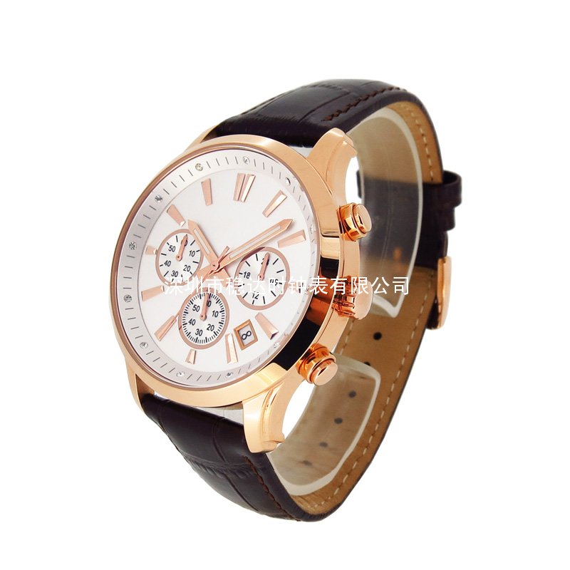 穩(wěn)達(dá)時(shí)不銹鋼配真皮表帶表男士手表定制