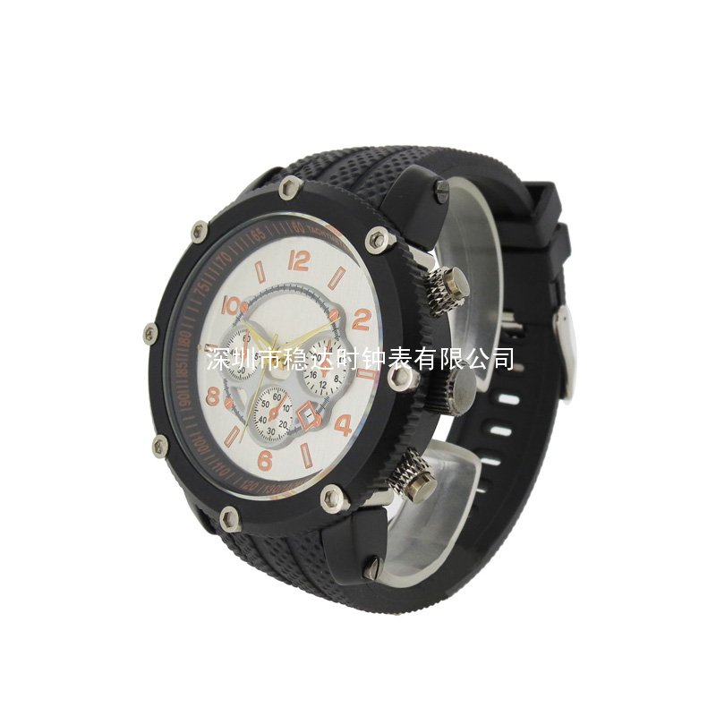 穩(wěn)達(dá)時(shí)大圓表盤優(yōu)質(zhì)PVC表帶休閑運(yùn)動(dòng)男式防水腕表定制