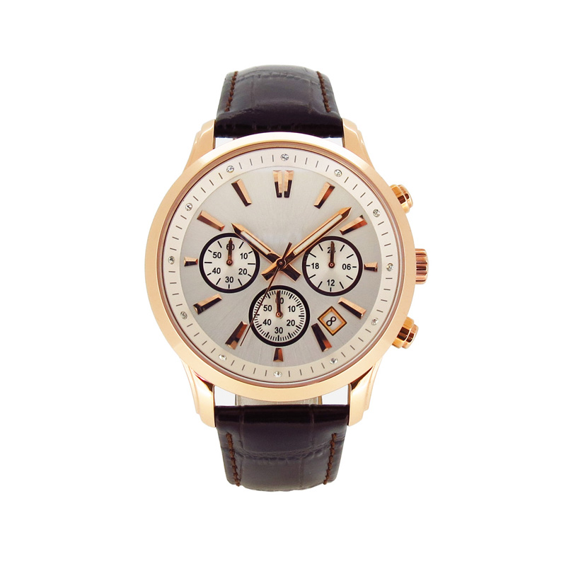 穩(wěn)達時不銹鋼配真皮表帶手表定做工廠