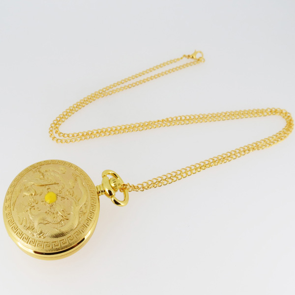 穩(wěn)達(dá)時(shí)金色龍鳳紀(jì)念圖騰懷表定制工廠