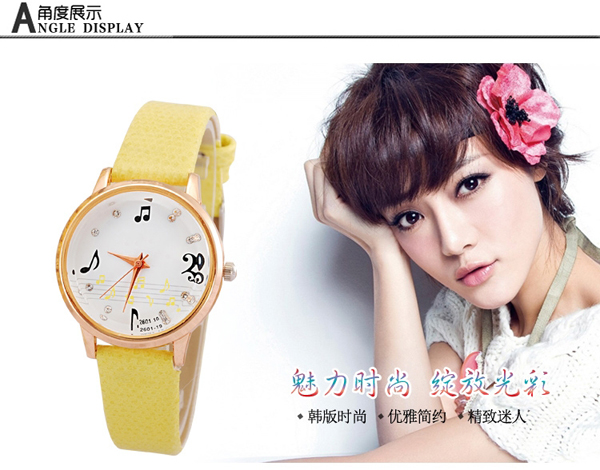 手表批發(fā)廠家供應(yīng)音符女士可愛(ài)學(xué)生手表批發(fā)【穩(wěn)達(dá)時(shí)鐘表】