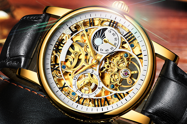 時尚透明鏤空機械男士腕表 穩(wěn)達時廠家批量定做